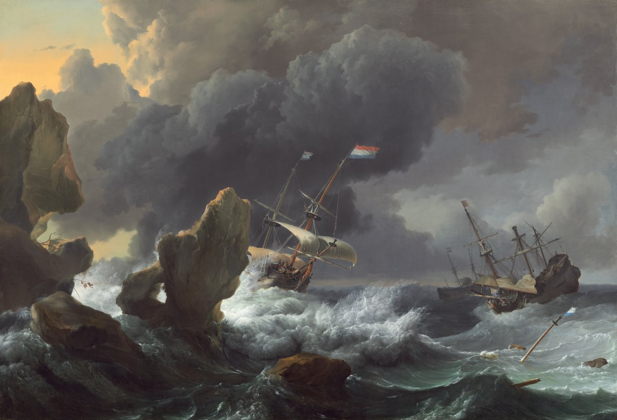 Ships in Distress Off a Rocky Coast